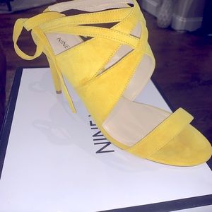Nine West Yellow ankle lace up sandals